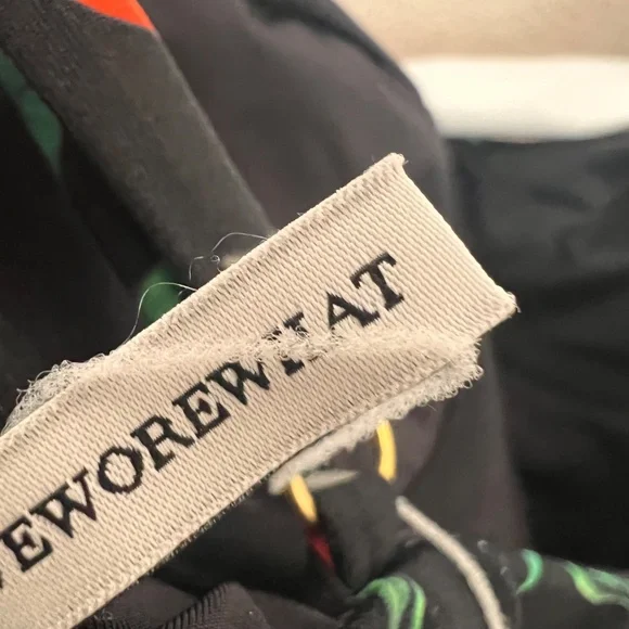 WeWoreWhat Black Fruit Print One Piece Swimsuit Medium Belt Rhinestone Buckle - Picture 3 of 7